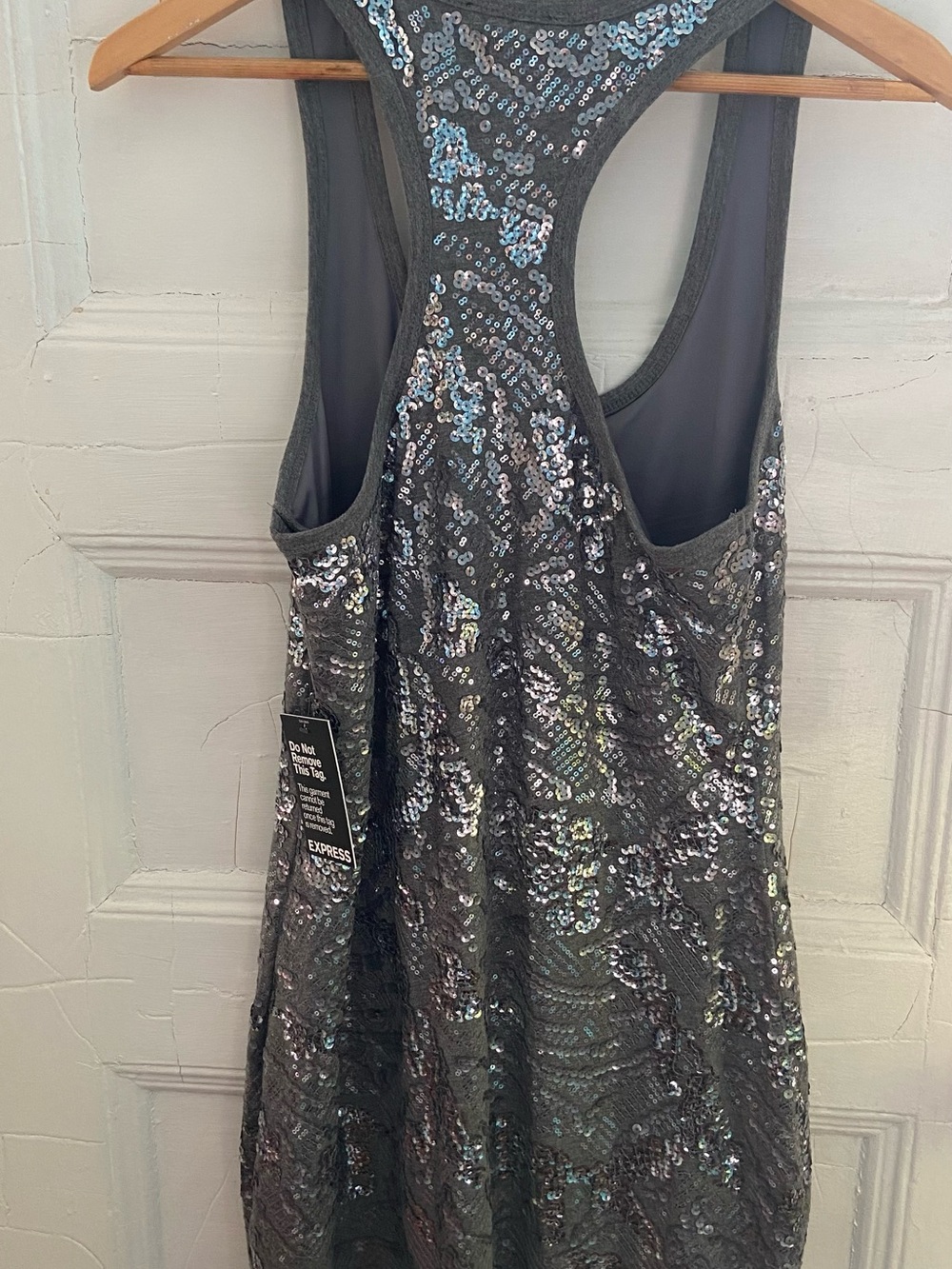 Express Silver Sequin Racerback Mini Dress - Picture 3 of 8